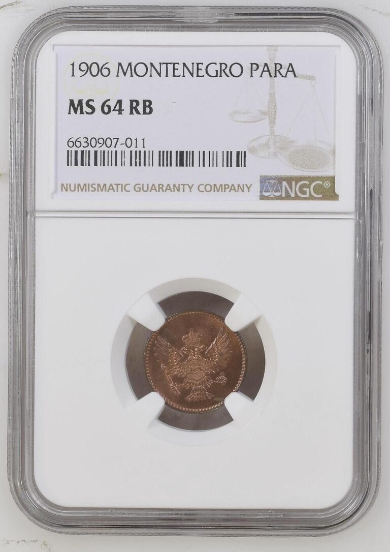 Read more about the article MONTENEGRO coin 1 Para 1906 NGC grade MS 64 RB Choice Uncirculated