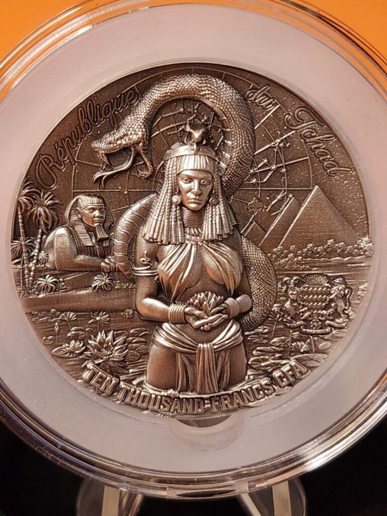 Read more about the article 2024 Chad Cleopatra 10000 Francs 2 oz Antiqued Ultra High Relief Mintage of 500