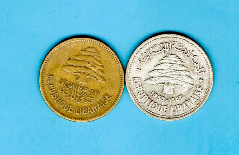 Read more about the article LEBANON – TWO BEAUTIFUL HISTORICAL 1952 COINS: 25 and SILVER 50 PIASTRES