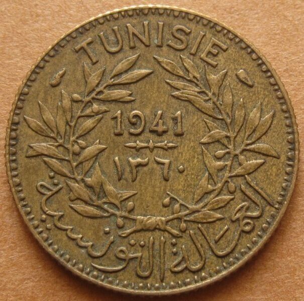 Read more about the article 1941 Tunisie 1 Franc Brass Coin – EF Condition – North Africa