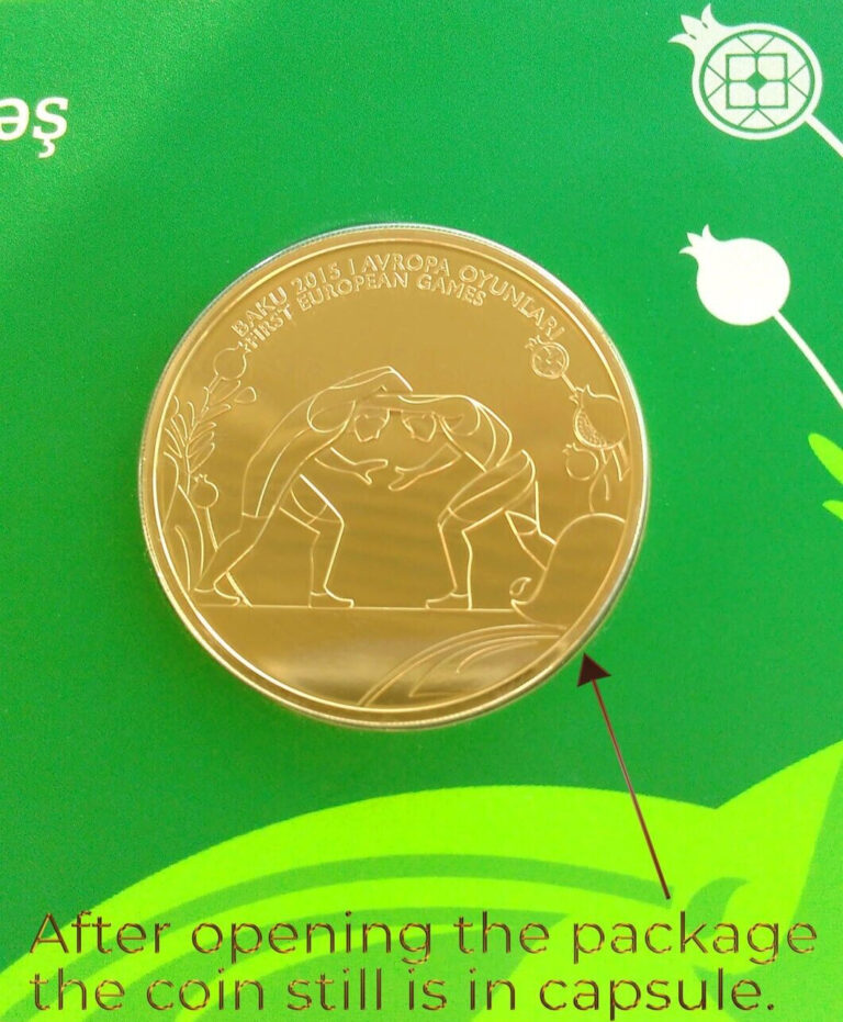 Read more about the article AZERBAIJAN WRESTLING COPPER NICKEL COIN 1 MANAT BAKU 2015 1ST EUROPEAN GAME BU