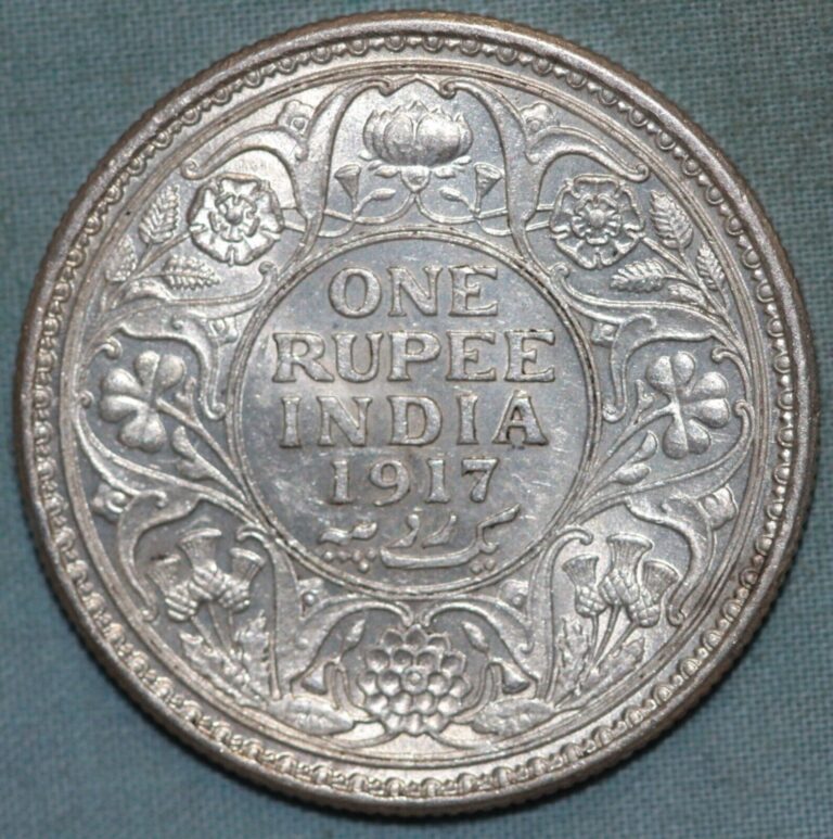 Read more about the article British India 1917 (c) ~.917  Silver Rupee~ George V93 ¢ Tracked shipping