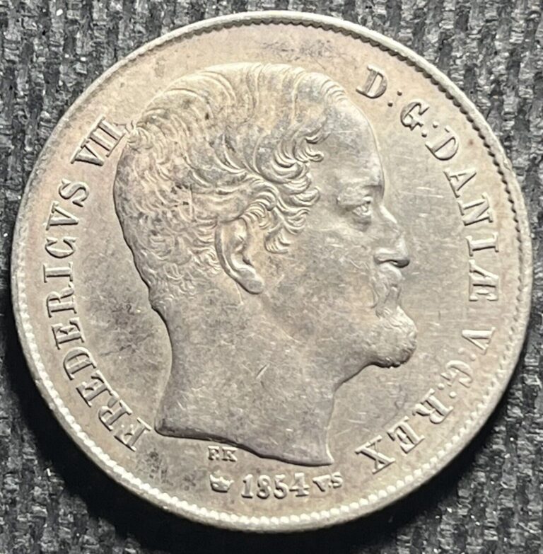 Read more about the article Circulated With Great Details On This 1854 Denmark Silver 1/2 Rigsdaler