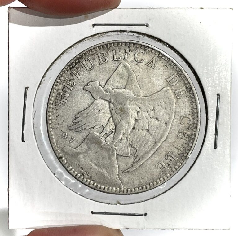 Read more about the article 1905 So Silver Chile Un Peso Condor Coin Santiago Mint