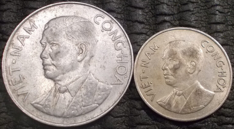 Read more about the article Two Diffferent South Vietnam Coins! 1960 1 Dong and 1963 50 Xu (Lot of 2 Coins)