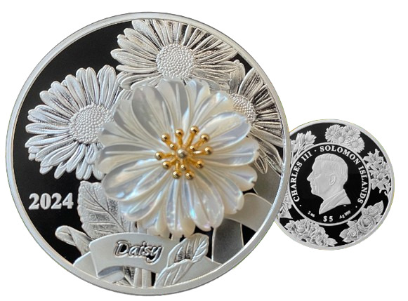 Read more about the article 2024 Solomon Islands Daisy 2 oz Silver Gilded Proof Coin