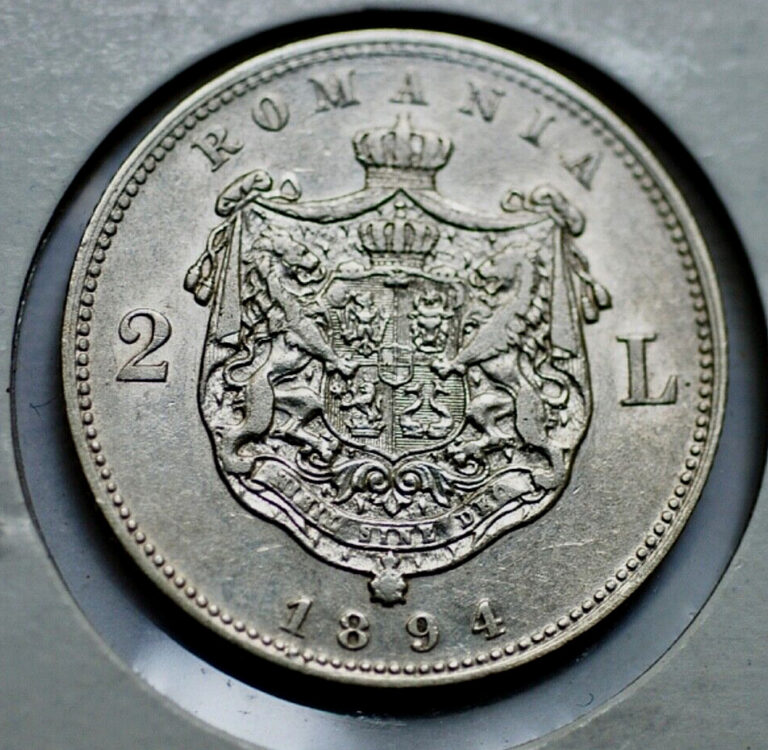 Read more about the article RARE! 1894 Romania 2 Lei Silver Coin *XF/AU.