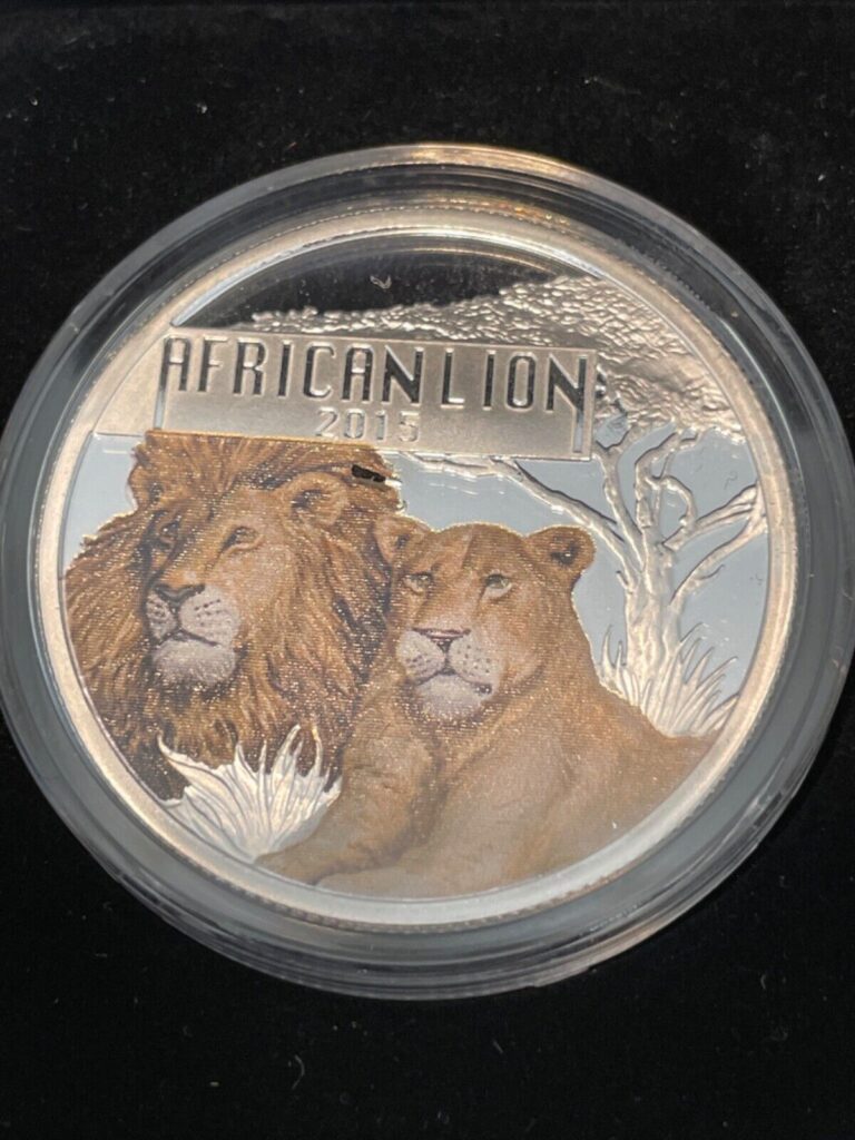 Read more about the article 2015 BURUNDI AFRICAN LION 1 OZ SILVER 1:500 Color Proof BU W/ COA Raw Capsule