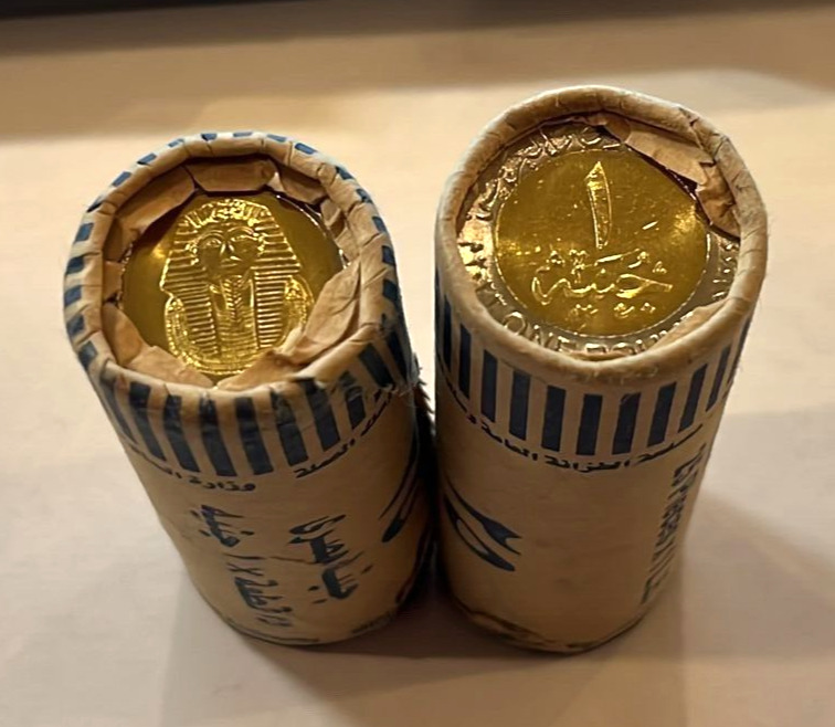 Read more about the article Egypt 25 Coins 1 Pound Coin ROLL King Tut Bimetal 2021-2023 UNC MINT KM940