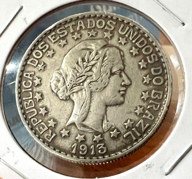 Read more about the article 1913 BRAZIL SILVER 2000 REIS CROWN COIN