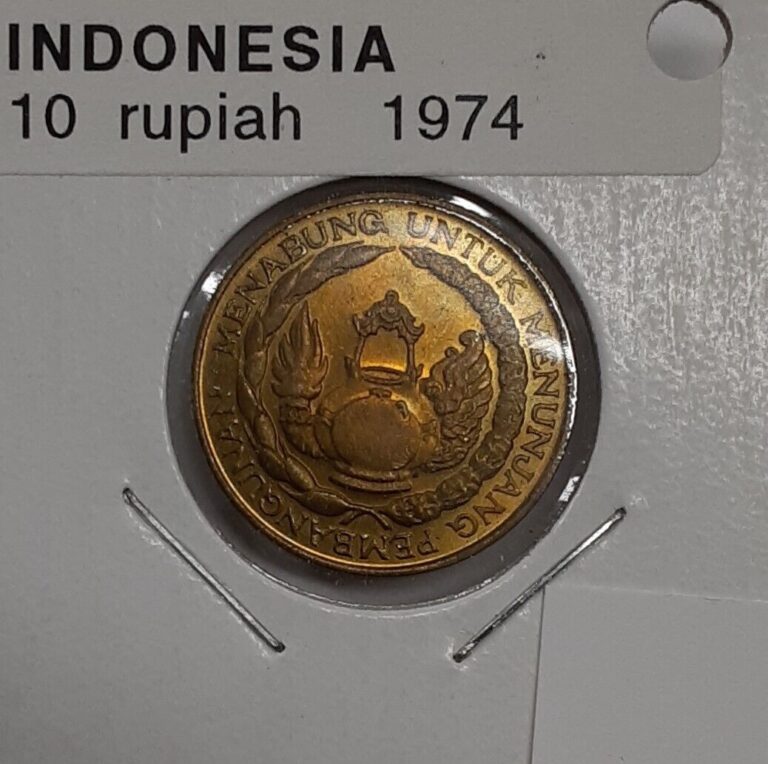 Read more about the article 1974 Indonesia 10 Rupiah Brass Clad Steel FAO Coin   UNC w/Toning