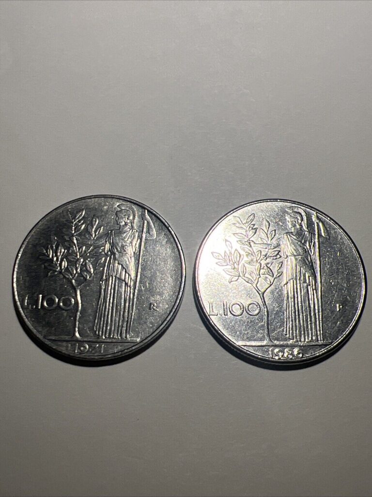 Read more about the article Lot Of 2 (1971 1986) ITALY – 100 LIRE Coins