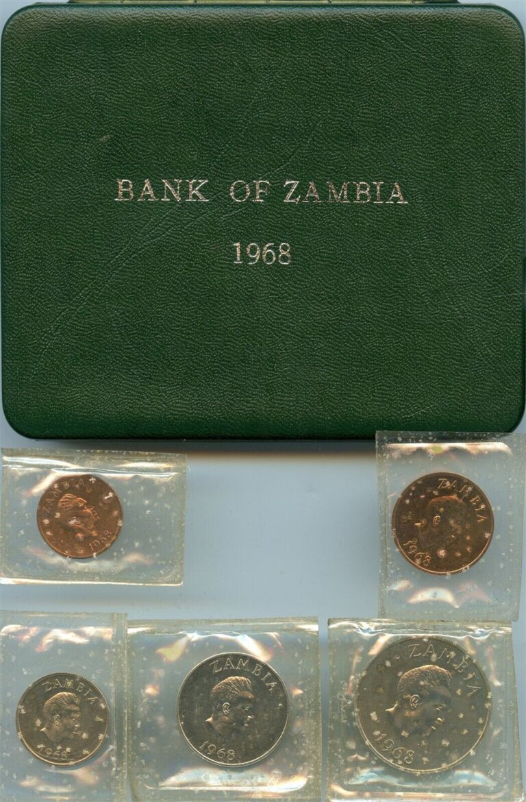 Read more about the article BANK OF ZAMBIA 5-COIN PROOF SET 1968 ORIGINAL CASE