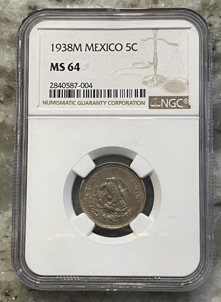 Read more about the article 1938 M Mexico Five Centavos NGC MS64 5C Coin   Nice Uncirculated Type Coin