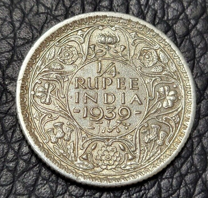 Read more about the article 1939 British India ¼ Rupee Silver (.917) Coin