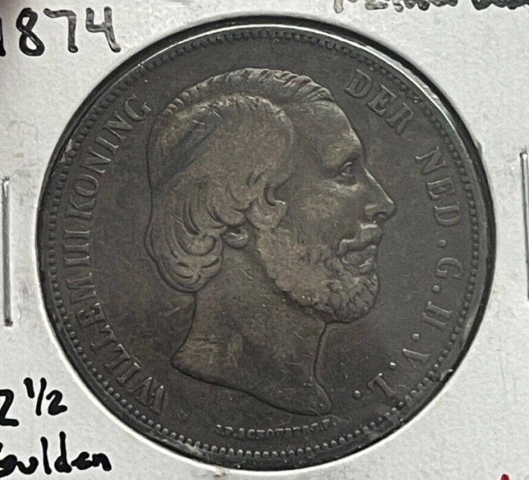 Read more about the article 1874 Netherlands 2 1/2 Gulden – Silver L2
