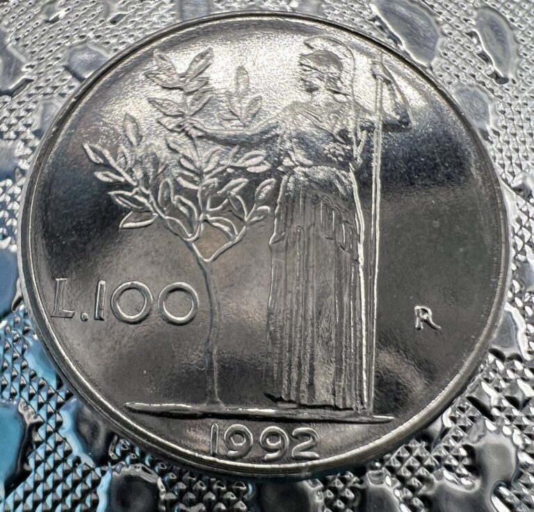 Read more about the article 1992 ITALY 100 LIRE COIN Minerva and Lady Liberty