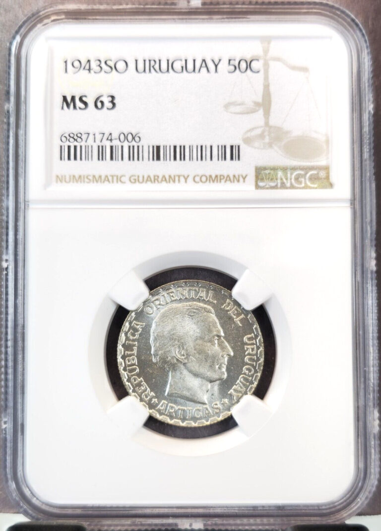 Read more about the article 1943 URUGUAY SILVER 50 CENTESIMOS 50C NGC MS 63 BRIGHT BEAUTIFUL COIN