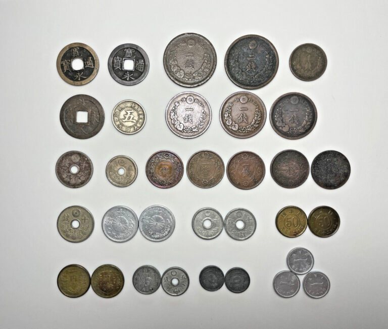 Read more about the article Japanese old coins/Set of 33/WW2 WWII Kaneitsuho Kanei Tsuho Bunkyueiho Bunkyu