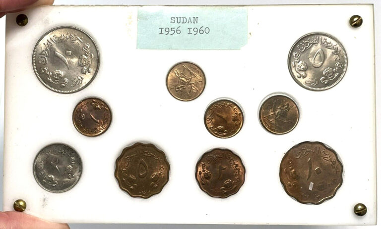 Read more about the article 1956-1960 Sudan Republic Milliemes/Qirsh 10 Coin Set Camel Postman Uncirculated+