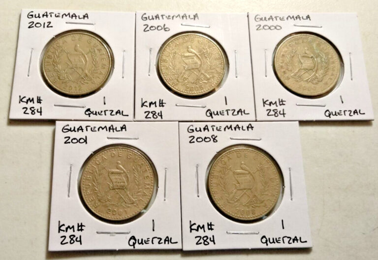 Read more about the article Guatemala Coin Lot – (5 Coins)  -All are 1 Quetzal Coins – See Photos  (Lot#836)