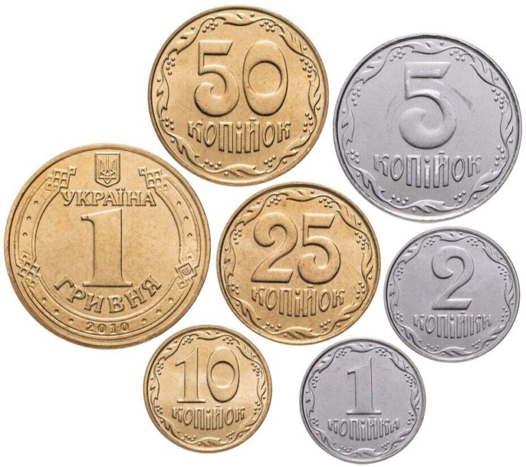 Read more about the article UKRAINE – Complete SET of 7 Coins (kopiyok  hryvnia) 2012 – 2019 from ROLL – UNC