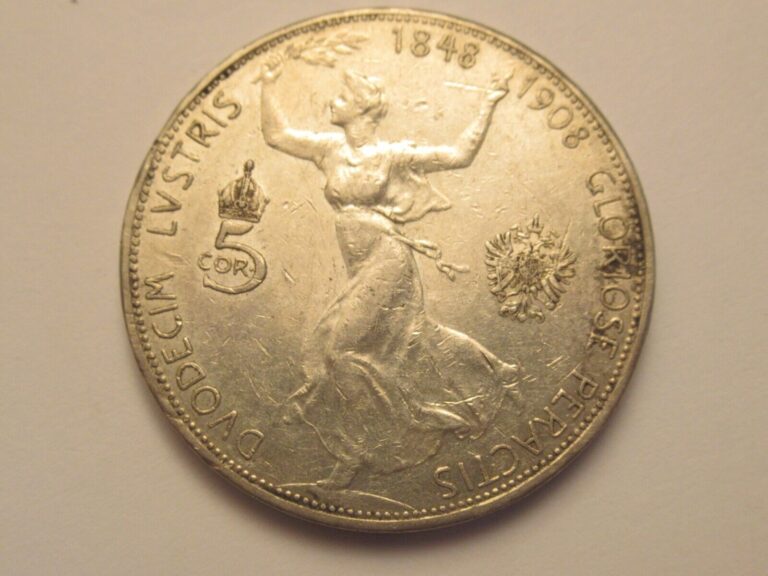 Read more about the article 1908 Austria Silver 5 Korona  Franz Joseph Diamond Jubilee
