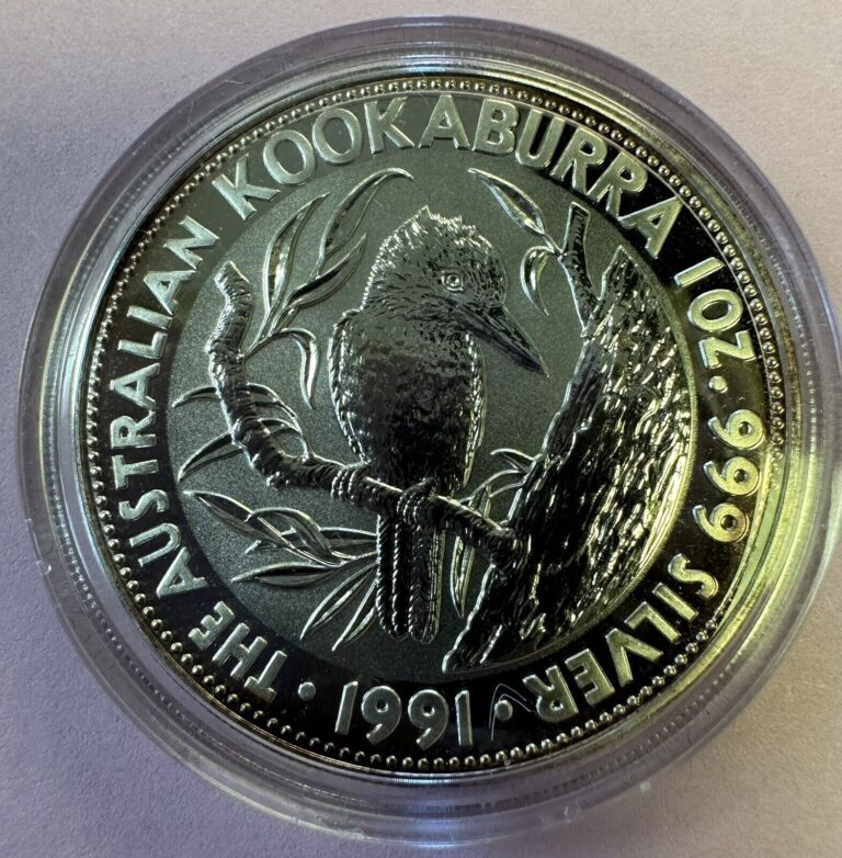 Read more about the article 1991 KOOKABURRA ONE Oz  FINE SILVER COIN IN BABY YEAR PACK