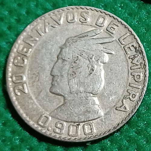 Read more about the article 1931-1951 Honduras 20 Centavos de Lempira  Standard Circulation Coin  90% Silver