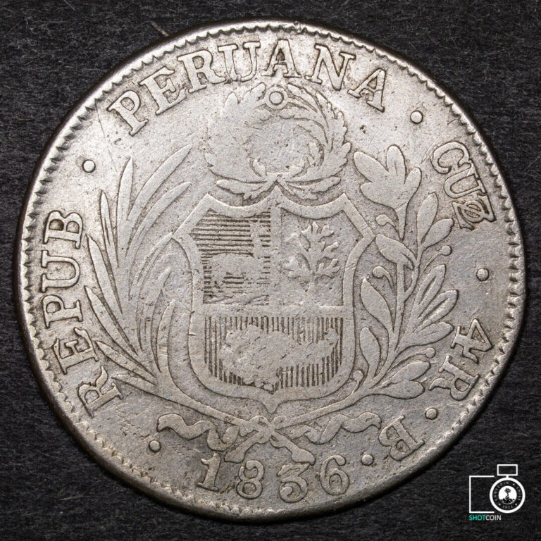 Read more about the article Perú  Cuzco Mint  4 Reales 1836 B  Nice silver coin