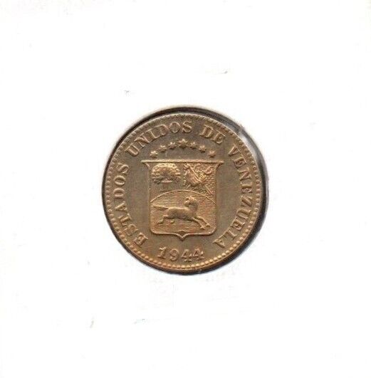 Read more about the article Venezuela UNC Coin 5 Centimos Bolivares Bs 1944 Y#29  Brass  19mm.