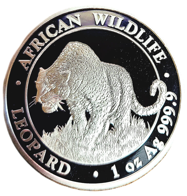 Read more about the article 2023 Somalia 1 oz Silver African Wildlife Leopard BU in capsule