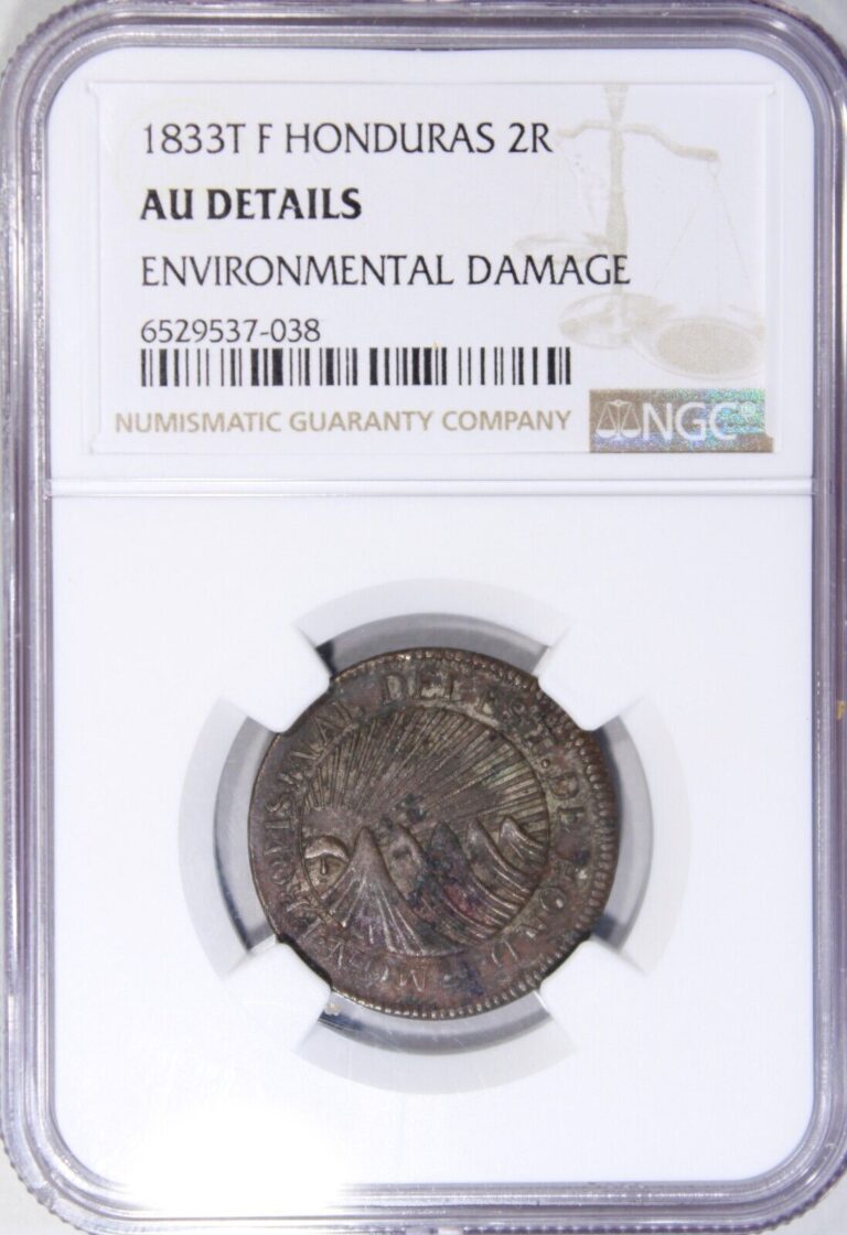 Read more about the article Honduras 2 Reales 1833 TF PROVISINAL KM#19 NGC AU