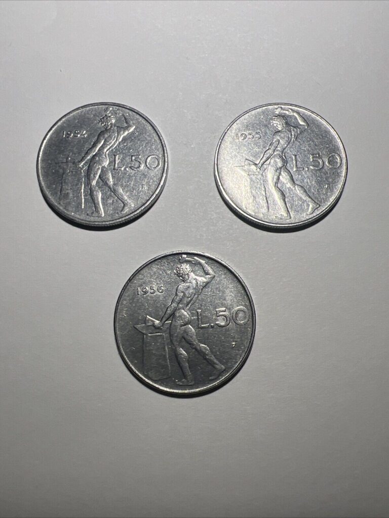 Read more about the article Lot Of 3 (1954  1955  1956) ITALY – 50 LIRE Coins