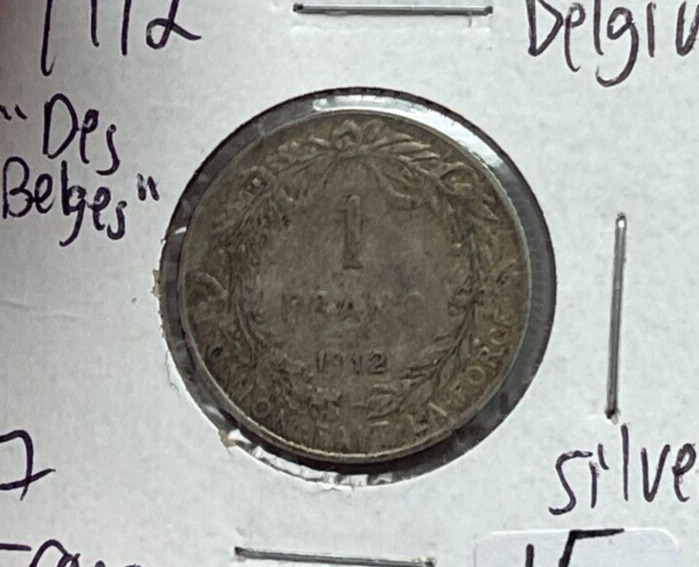Read more about the article 1912 Belgium 1 One Franc – Des Belges – Silver L2