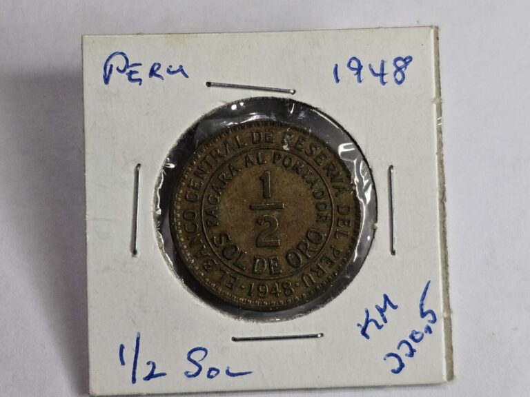 Read more about the article 1948 Peru 1/2 Sol Coin – KM#220.5