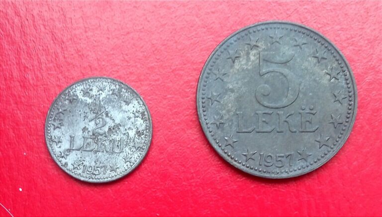 Read more about the article Albania Coins 1957 1/2 Lek 5 Lek In  Good Condition.