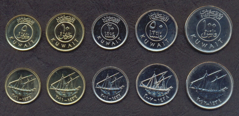 Read more about the article KUWAIT COMPLETE FULL COIN SET 5+10+20+50+100 Fils UNC UNCIRCULATED LOT of 5