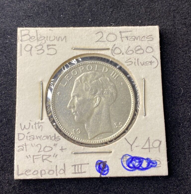 Read more about the article 1935 Belgium 20 Francs 0.6800 Silver ASW 0.2405 Oz Free Shipping