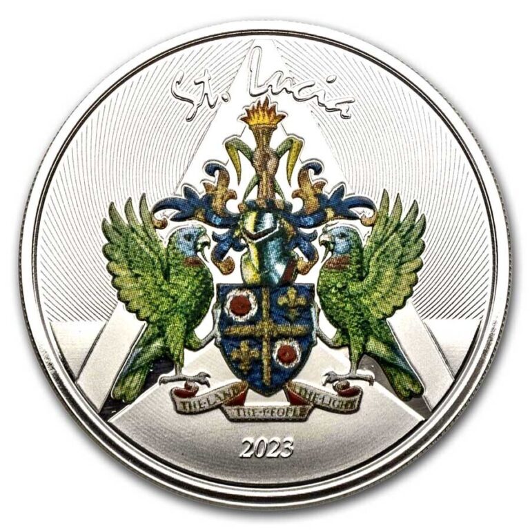 Read more about the article 2023 St. Lucia 1 oz Silver Coat of Arms (Colorized)