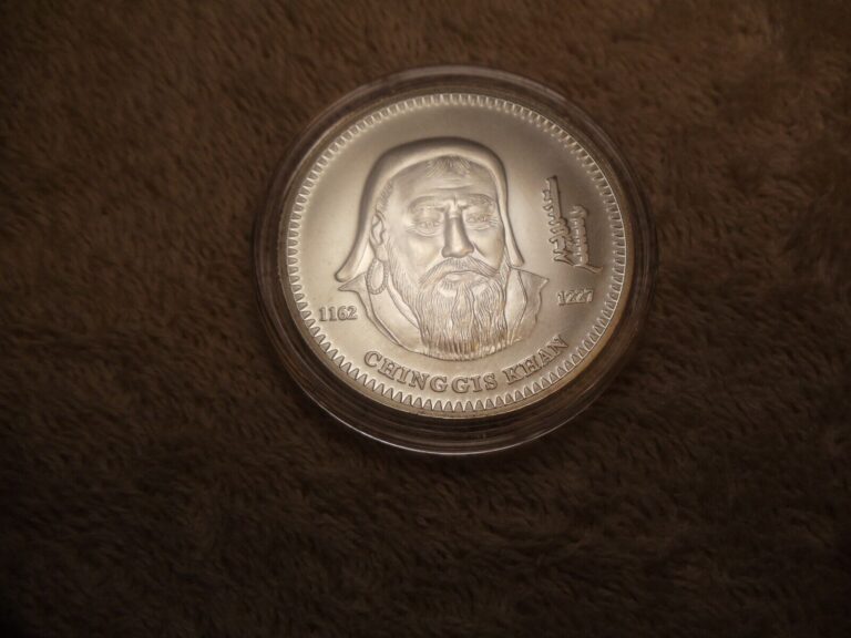 Read more about the article MONGOLIA 1000 TURGIK 2002 1 OZ SILVER COIN .925 SILVER 38.6mm Genghis Khan BU