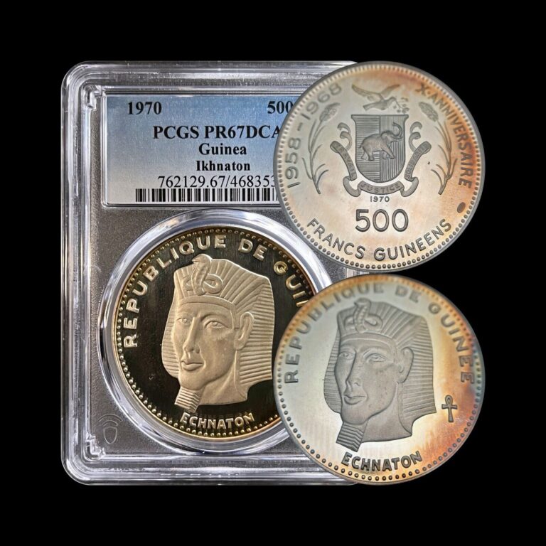 Read more about the article GUINEA. 1970  500 Francs  Silver – PCGS PR67 – Akhenaten RARE