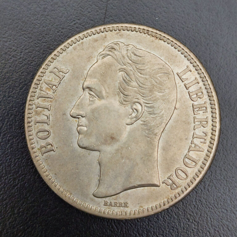 Read more about the article 1936 Venezuela 5 Bolivares Silver Coin Collectible Latin American Currency