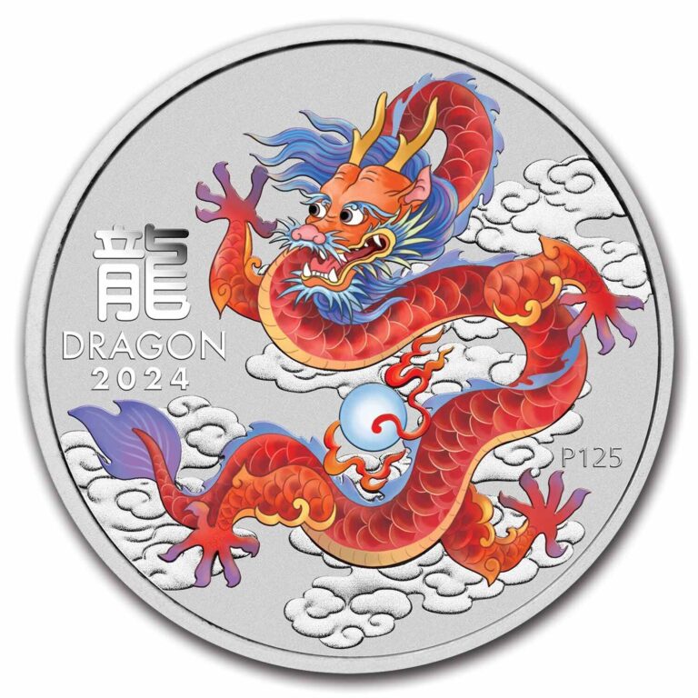 Read more about the article 2024 Australia 1 oz Silver Lunar Colorized Red Dragon in Capsule