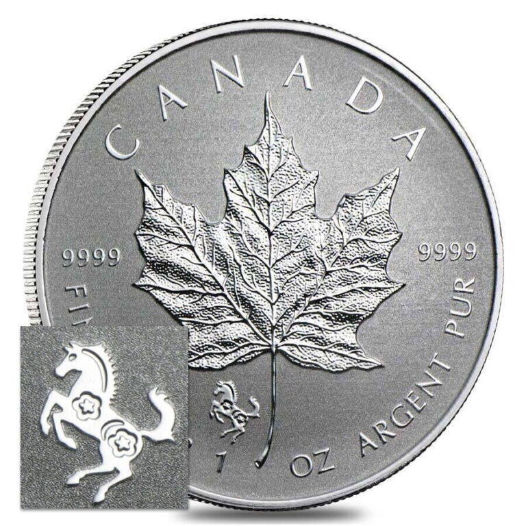 Read more about the article (1) 2014 Canada $5 1oz 9999 Silver Maple Leaf * HORSE PRIVY * Reverse Proof Coin