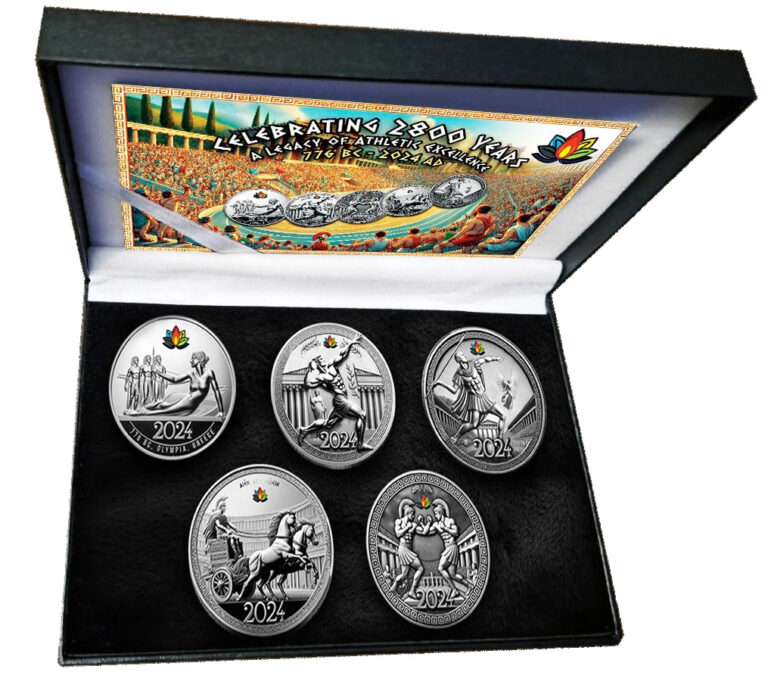 Read more about the article Numbered Limited Edition 2024 Olympic 5 Coin Set in Box with Postcards