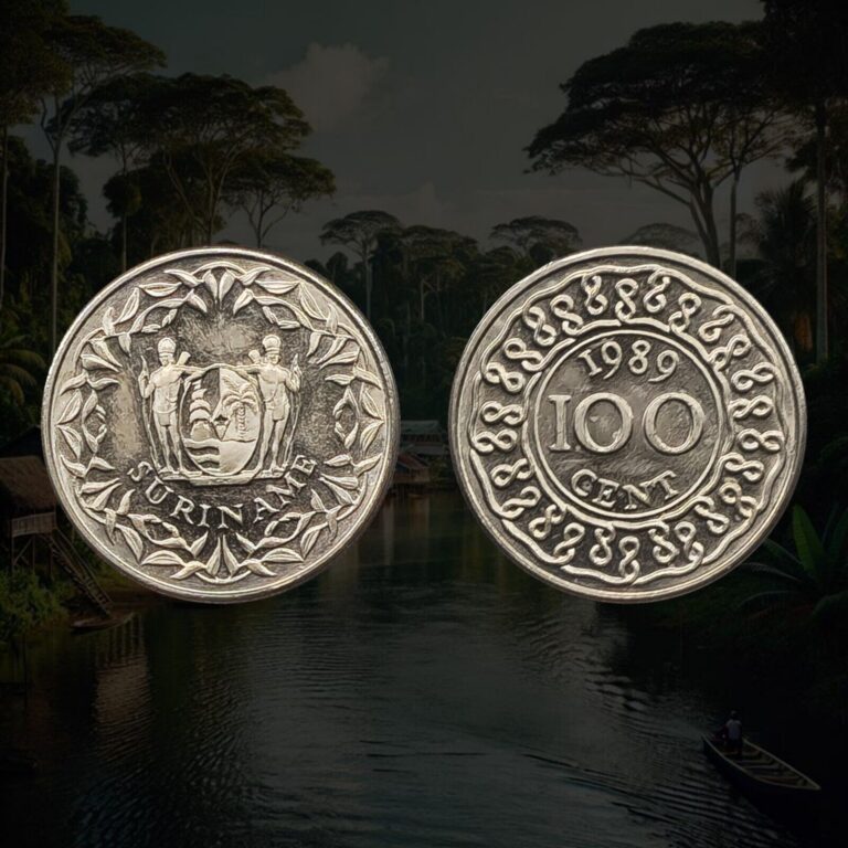 Read more about the article 1989 Suriname 100 Cents Coin  Surinamese maroons  Circle and design