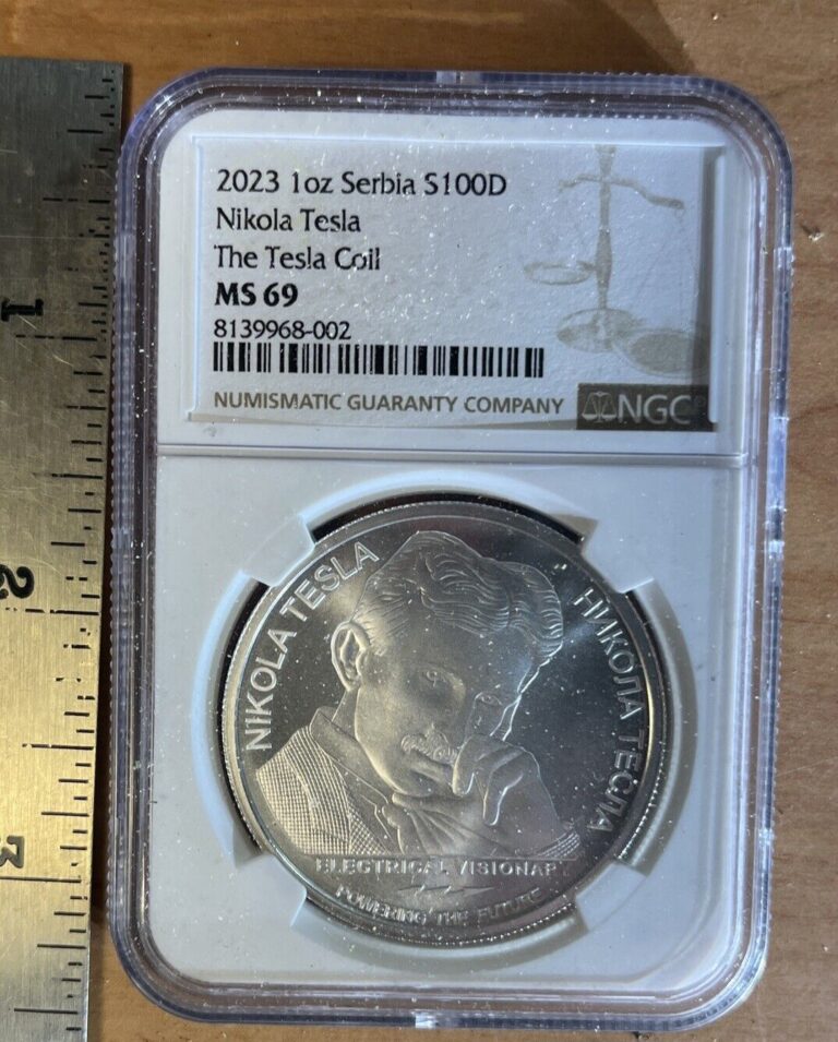 Read more about the article 2023 Serbia 100 Dinara Nikola Tesla The Tesla Coil NGC MS69 1 oz Silver Coin