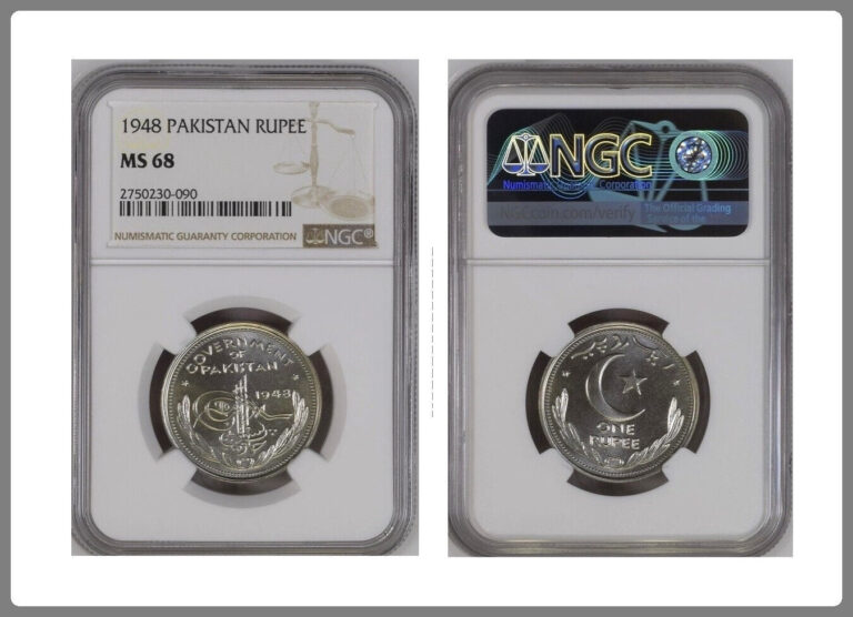 Read more about the article 1948 Pakistan 🇵🇰 Rupee 1R | NGC graded MS 68 | Peerless Superb GEM 💎💎💎 |