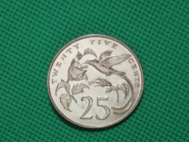 Read more about the article 1987 Jamaica 25 Cent Coin Streamer Tailed Hummingbird  very high grade coins